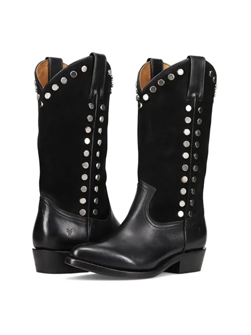 FRYE Black Leather Billy Studded Western Boot